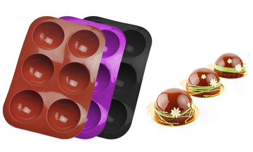 3-Pack : 6 Holes Semi Sphere Silicone Mold For Ice Chocolate Cake Jelly Pudding Handmade Soap